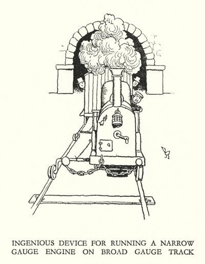 Ilustração para a Ribaldry Ferroviária de W Heath Robinson (litho) de William Heath Robinson