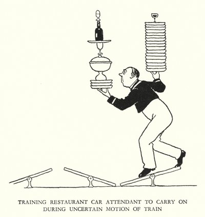 Ilustração para a Ribaldry Ferroviária de W Heath Robinson (litho) de William Heath Robinson