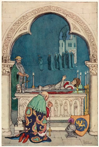 Ilustração para As Aventuras de Dom Quixote (cor litho) de William Heath Robinson