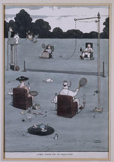 Tênis de gramado para a meia-idade (caneta e tinta ew - c) de William Heath Robinson