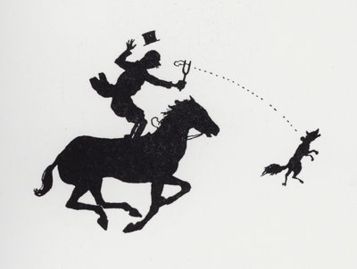 Homem a cavalo catapultando a raposa (litho) de William Heath Robinson