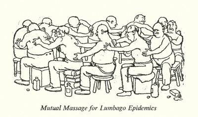 Massagem Mútua para as Epidemias de Lumbago (litho) de William Heath Robinson