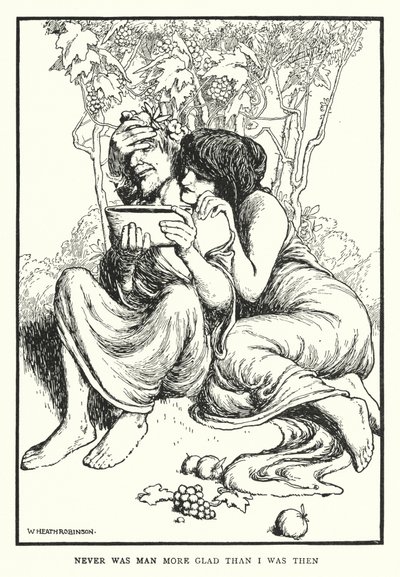 Nunca o homem ficou tão contente como eu fiquei então (litho) de William Heath Robinson