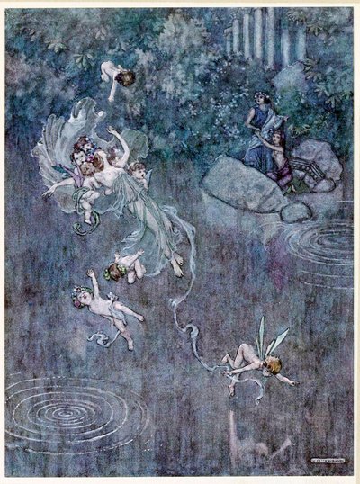 Oberon: e faça-o com a bela Aegle quebrar sua fé, de, Sonho de uma noite de verão, pub. 1914. de William Heath Robinson