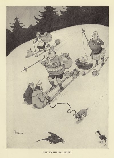 Fora para o piquenique de esqui de William Heath Robinson