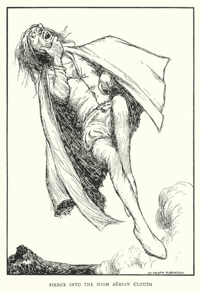 Trespassar as altas nuvens aerianas (litho) de William Heath Robinson