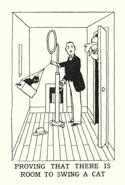 Provando que há espaço para balançar um gato (litho) de William Heath Robinson