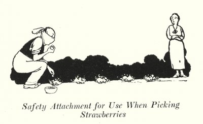 Acessório de segurança para uso na colheita de morangos (litho) de William Heath Robinson