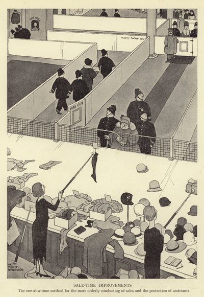 Aprimoramentos no tempo de venda, o método de uma vez por vez para a condução mais ordenada das vendas e a proteção dos assistentes de William Heath Robinson