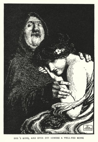 Ela é gentil, e alguma vez admirou um monge bem alimentado (litho) de William Heath Robinson