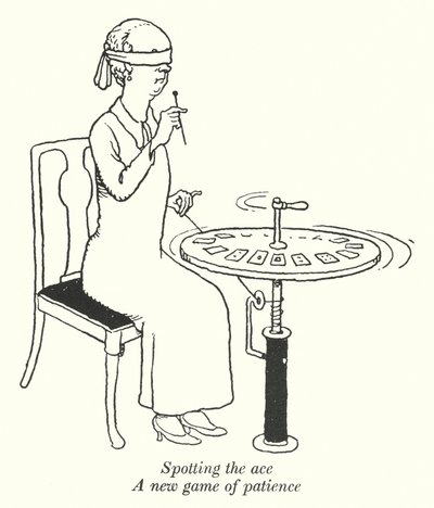 Spotting the ace, Um novo jogo de paciência (litho) de William Heath Robinson