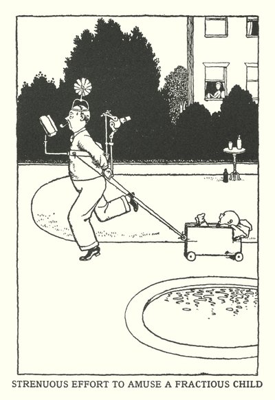 Esforço para divertir uma criança fracassada (litho) de William Heath Robinson