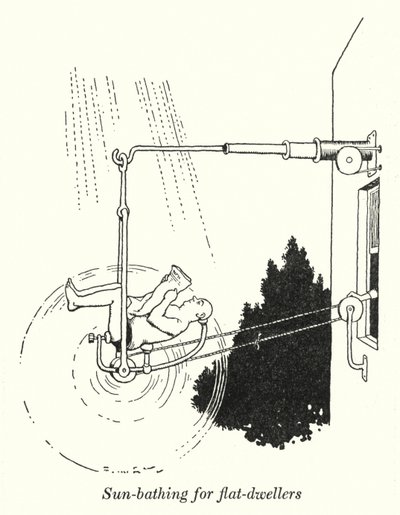 Banho de sol para os moradores do apartamento (litho) de William Heath Robinson