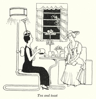 Chá e torradas (litho) de William Heath Robinson