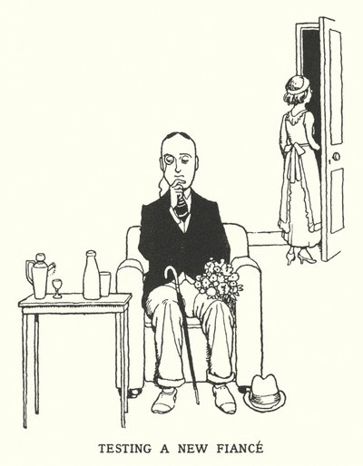 Testando um Novo Noivo (litho) de William Heath Robinson