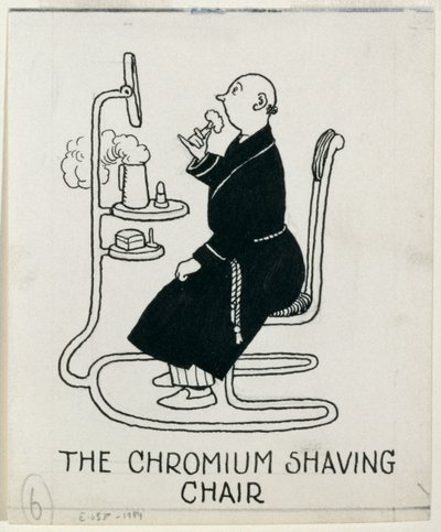 &39;The Chromium Shaving Chair&39;, detalhe de &39;How to Live in a Flat&39;, publicado em 1936 de William Heath Robinson
