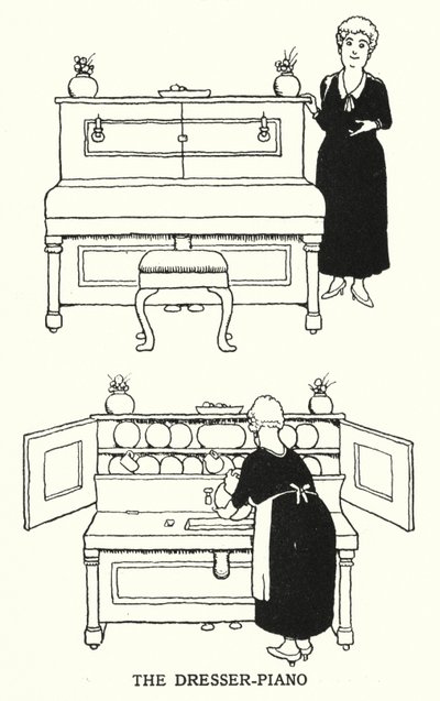 O Cómoda Piano (litho) de William Heath Robinson
