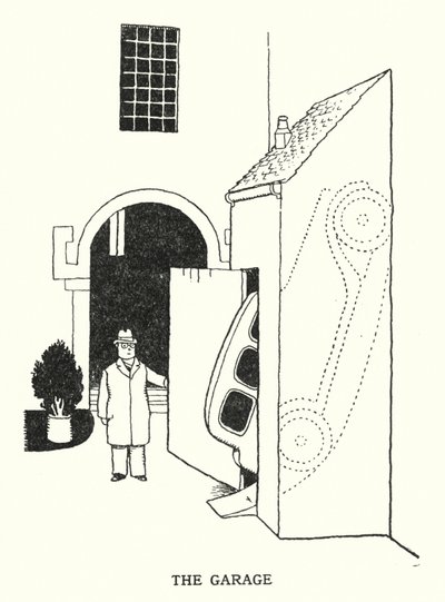 A Garagem (litho) de William Heath Robinson