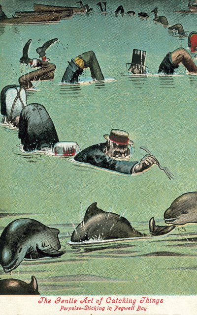 A Arte Suave de Apanhar Coisas - Colagem de toninhas na Baía de Pegwell (cor litho) de William Heath Robinson