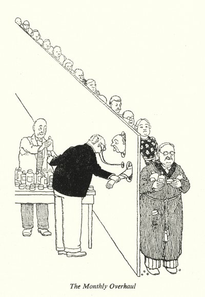 A Revisão Mensal (litho) de William Heath Robinson