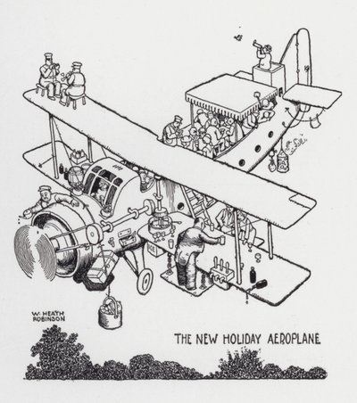 O Novo Avião de Férias (litho) de William Heath Robinson