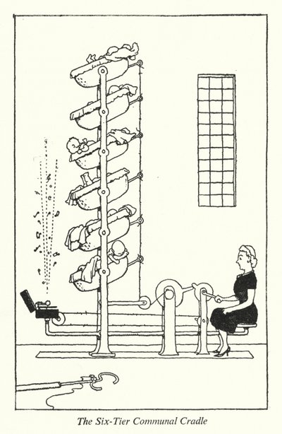 O Berço Comunal de Seis Níveis (litho) de William Heath Robinson