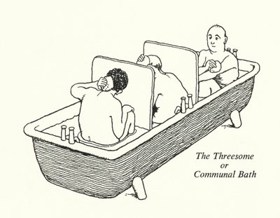 O Banho a Três ou Banho Comunal (litho) de William Heath Robinson