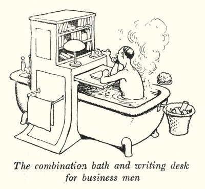 A combinação banho e escrivaninha para homens de negócios (litho) de William Heath Robinson