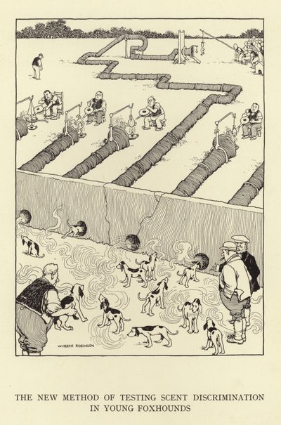 O novo método de testar a discriminação de odores em cachorros jovens de William Heath Robinson