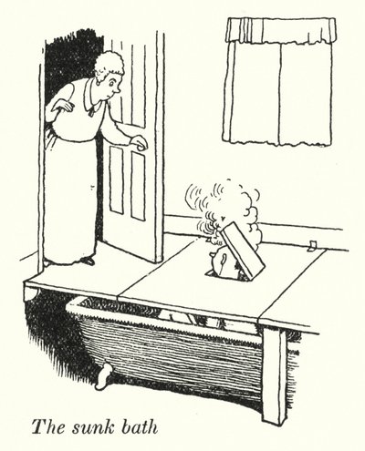 O banho de imersão (litho) de William Heath Robinson