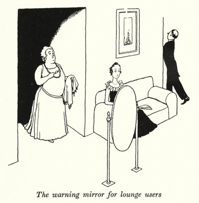 O espelho de aviso para os utilizadores do lounge (litho) de William Heath Robinson