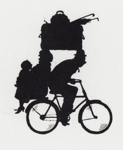 Passeio de bicicleta com a família (litho) de William Heath Robinson