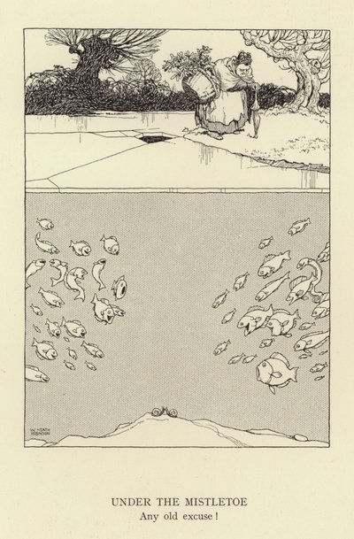 Sob o visco, qualquer desculpa antiga de William Heath Robinson