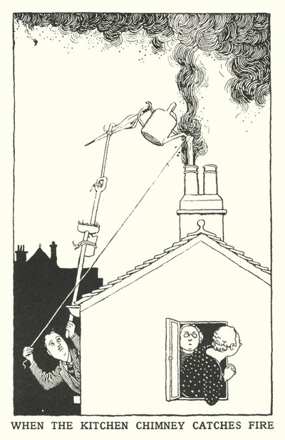 Quando a Chaminé da Cozinha Incendeia (litho) de William Heath Robinson