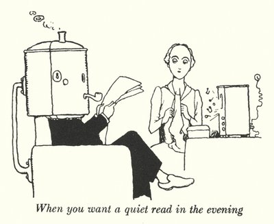 Quando você quer uma leitura calma à noite (litho) de William Heath Robinson