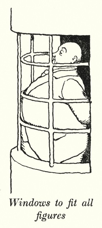 Janelas para caber todos os números (litho) de William Heath Robinson