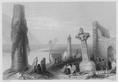 Ancient Cross, Clonmacnoise (gravura) de William Henry (after) Bartlett