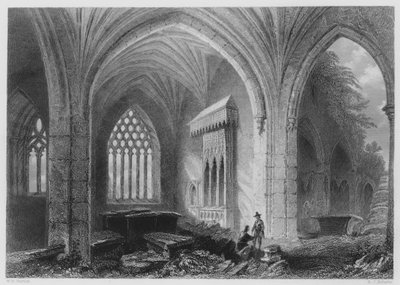 Interior da Abadia de Holly-Cross (gravura) de William Henry (after) Bartlett