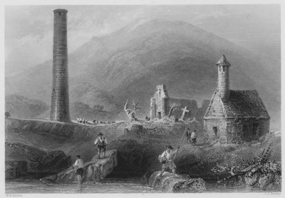 Torre redonda, etc, Glendalough, Wicklow County (gravura) de William Henry (after) Bartlett