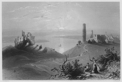Sete Igrejas de Clonmacnoise, na Shannon (gravura) de William Henry (after) Bartlett