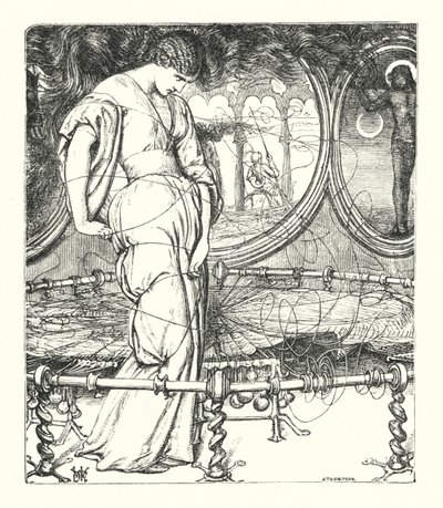 A Senhora de Shalott (gravura) de William Henry (after) Hunt