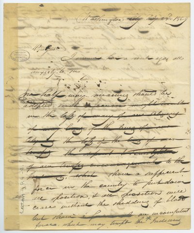 Começa o rascunho da carta de William H. Ashley, Washington - "Caro General, cheguei aqui há uma semana..." de William Henry Ashley