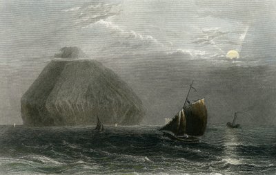 Ailsa Craig, gravada por JT Willmore (gravura colorida à mão) de William Henry Bartlett