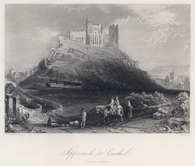 Aproximação a Cashel, a partir do Norte (gravação) de William Henry Bartlett