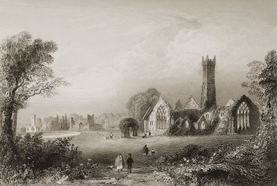 Abadia Agostiniana em Adare, Condado de Limerick, na Irlanda, de "Cenário e Antiguidades da Irlanda" por George Virtue, de 1860 de William Henry Bartlett
