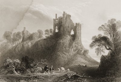 Carrigogunnell Castle, perto de Limerick, Condado de Limerick, na Irlanda, de "Cenário e Antiguidades da Irlanda" por George Virtue, de 1860 de William Henry Bartlett