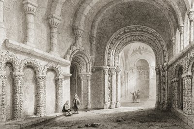 Capela de Cormac (construída entre 1127 e 1134), The Rock of Cashel, Condado de Tipperary, na Irlanda, de "Scenery and Antiquities of Ireland", de George Virtue, década de 1860 de William Henry Bartlett