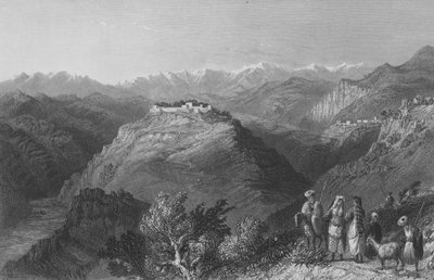 Djouni, ou a Torre do Líbano, uma vez que a residência de Lady Hester Stanhope de William Henry Bartlett