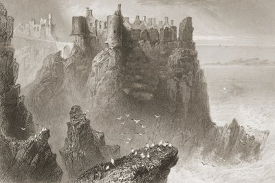 Castelo de Dunluce, Condado de Antrim, Irlanda do Norte, de &39;Cenário e antiguidades da Irlanda&39; por George Virtue, década de 1860 de William Henry Bartlett