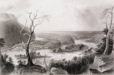 Harper&39;s Ferry, Virgínia Ocidental, de "A História dos Estados Unidos", vol. II, de Charles Mackay, gravado por G. Mills de William Henry Bartlett